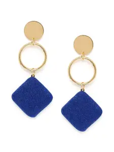 Blisscovered Blue & Gold-Toned Contemporary Drop Earrings