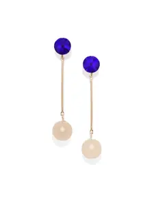 Blisscovered Blue & Gold-Toned Contemporary Drop Earrings