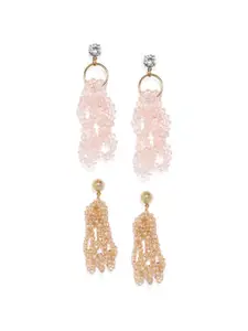 Blisscovered Pink & Beige Contemporary Drop Earrings