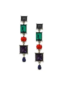 Blisscovered Green & Red Contemporary Drop Earrings