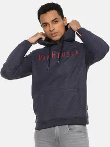 Van Heusen Sport Men Grey Printed Hooded Sweatshirt