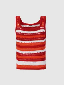KIDS ONLY Girls Red & White Striped Crochet Top