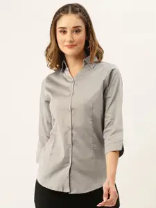 ZOLA Women Grey Pure Cotton Formal Shirt