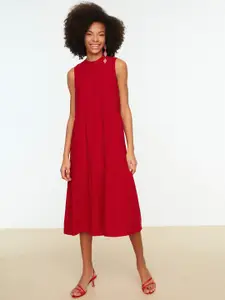 Trendyol Women Red A-Line Tiered Midi Dress