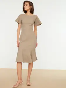 Trendyol Women Beige Solid A-Line Dress