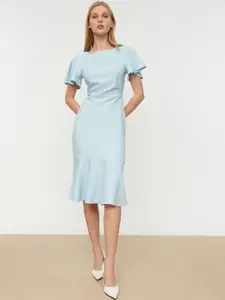 Trendyol Women Blue Solid A-Line Dress