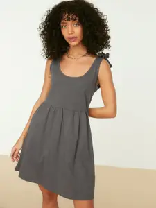 Trendyol Women Charcoal Solid A-Line Dress