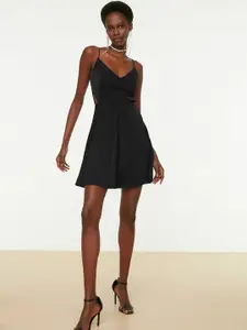 Trendyol Black Solid A-Line Dress
