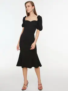 Trendyol Women Black Solid A-Line Dress