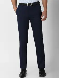 Peter England Elite Men Navy Blue Slim Fit Trousers