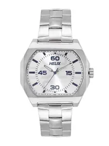 Helix Men Brass Dial & Stainless Steel Bracelet Style Straps Analogue Watch TW040HG03