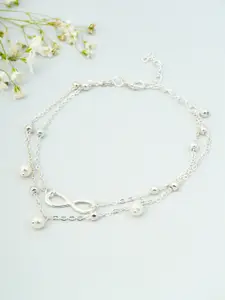 Ferosh Silver-Toned Beaded Layered Anklet
