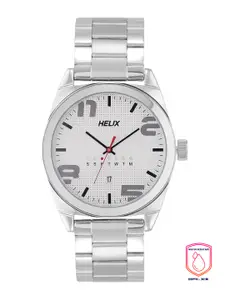 Helix Men Silver-Toned Dial & Silver Toned Stainless Steel Straps Analogue Watch TW044HG03