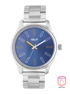 Helix Men Blue Dial & Silver-Toned Bracelet Style Straps Analogue Watch TW043HG04