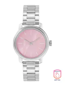 Helix Women Pink Dial & Silver-Toned Bracelet Style Straps Analogue Watch TW048HL02