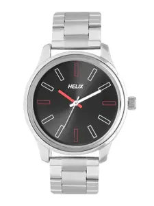 Helix Men Black Dial & Silver-Toned Bracelet Style Straps Analogue Watch TW043HG03