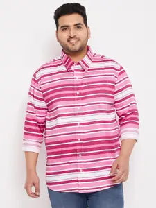bigbanana Men Plus Size Multicoloured Comfort Horizontal Stripes Striped Casual Shirt
