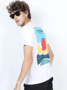 HIGHLANDER Men White Typography Printed Slim Fit T-shirt