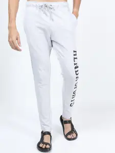 HIGHLANDER Men White & Black Typogrophy Printed Slim Fit Track Pants