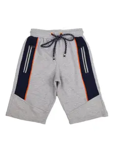 V-Mart Boys Grey Regular Fit Colourblocked Cotton Shorts