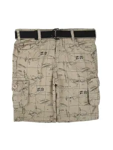 V-Mart Boys Beige Printed Cotton Cargo Shorts