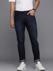 Louis Philippe Jeans Men Blue Matt Slim Fit Low-Rise Light Fade Stretchable Jeans