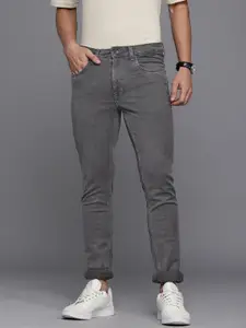 Louis Philippe Jeans Men Grey Albert Super Slim Fit Low-Rise Light Fade Stretchable Jeans