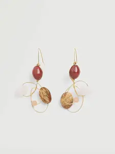 MANGO Gold-Toned Asymmetric Drop Earrings