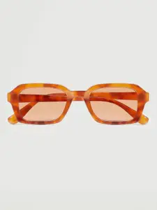 MANGO Women Orange Lens & Orange Rectangle Sunglasses with UV Protected Lens