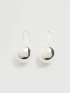 MANGO Silver-Toned Spherical Drop Earrings