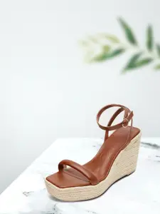 MANGO Women Tan Brown Solid Wedge Heels