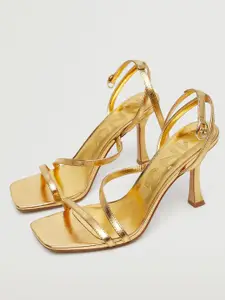 MANGO Women Gold-Toned Stiletto Heels