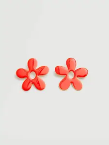 MANGO Orange Floral Enamelled Drop Earrings