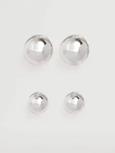 MANGO Set of 2 Silver-Toned Spherical Studs