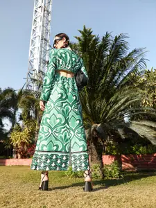 MANGO Green Cut-Out Detail Maxi Dress