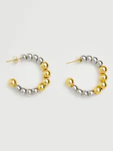 MANGO Silver-Toned & Gold-Toned Half Hoop Earrings