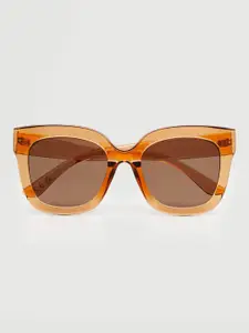 MANGO Women Brown Lens & Orange Wayfarer Sunglasses with UV Protected Lens