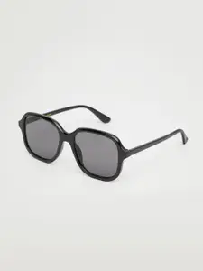 MANGO Women Grey Lens & Black Oversized Sunglasses with UV Protected Lens 27025769