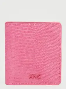 MANGO Women Pink Snakeskin Textured Two Fold Wallet