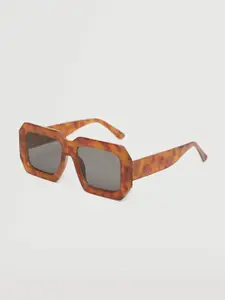 MANGO Women Grey Lens & Brown Oversized Sunglasses with UV Protected Lens 27035768