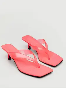 MANGO Neon Pink Solid Sandals