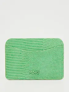 MANGO Women Green Snakeskin Textured Card Holder