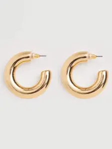 MANGO Gold-Toned Crescent Shaped Half Hoop Earrings