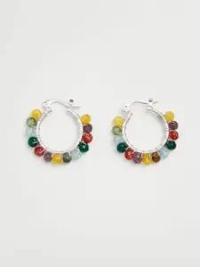 MANGO Multicoloured Beaded Circular Hoop Earrings