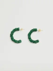 MANGO Green Crescent Shaped Half Hoop Earrings