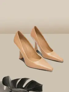 MANGO Camel Brown Solid Pumps