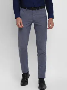 Turtle Men Blue Textured Slim Fit Trousers