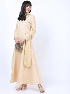 Vishudh Beige Ethnic Maxi Dress with Dupatta