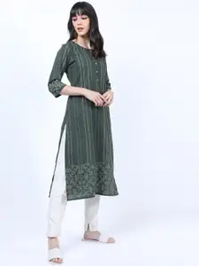 Vishudh Green Striped Kurta