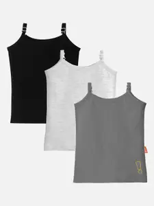 You Got Plan B Girls Pack Of 3 Solid Pure Cotton Innerwear Vests